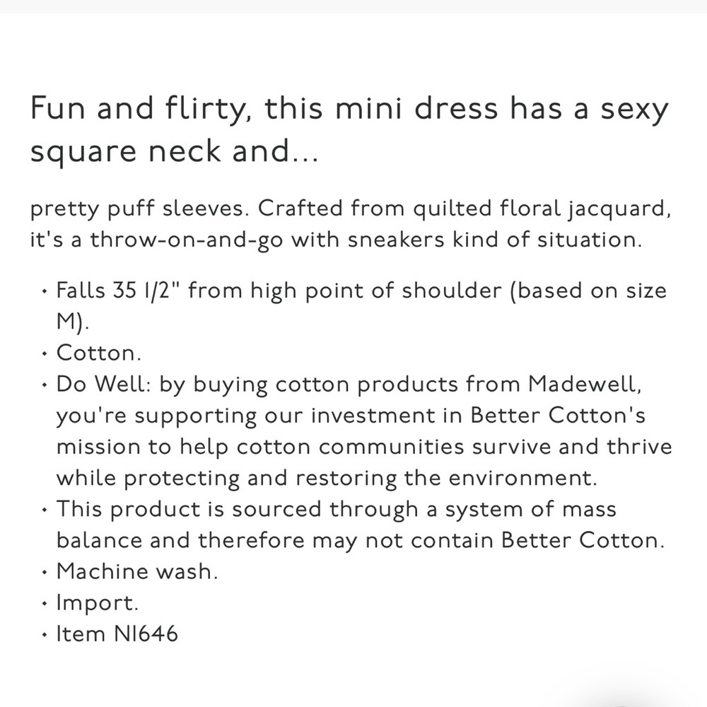 Madewell Quilted Puff-Sleeve Mini Dress in Fig Multi Jaq XXS - Picture 7 of 7